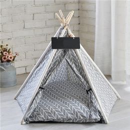 Lits pour chats meubles tente pour animaux de compagnie maison lit pour chien portable amovible tipi lavable chiot chat intérieur extérieur chenil grotte avec coussin et tableau noir 221010