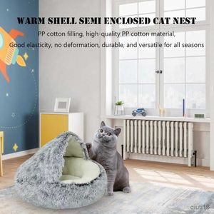 Lits de chats meubles en peluche pour animaux de compagnie lits de chat semi-fermés