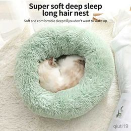 Katbedden meubels pluche huisdier nest herfst en winter katoenmat voor kittens chihuahua universele hond en kat lang haar nest ronde donut pluche hondenbed