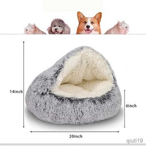 Katbedden meubels pluche ronde kattenbeddenmatras Warm zachte comfortabele mand Cat Dog 2 in 1 slaapzaknest voor kleine kattenpuppy