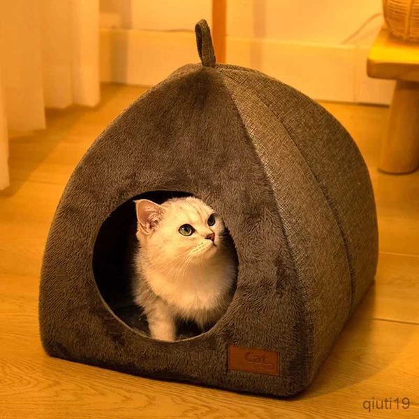 Lits de chats meubles semi-fermés couches de chat doux cat chaud chat kennel pour les petits chiens chats somnolent profond panier de compagnie de compagnie confortable chaton