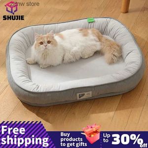 Lits pour chats Meubles Carré Chats Maison Lit pour Chats Tapis De Chien Sommeil Chaud Chat Nid Tapis Chien Canapé Chien Panier En Peluche Accessoires Pour Animaux De Compagnie Hiver Y240322