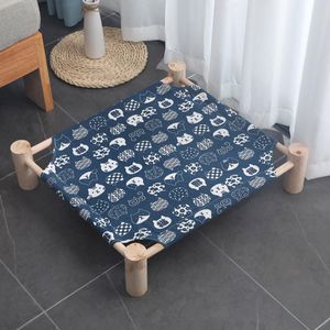 Katbedden meubels zomer verhoogde katten bed huis verwijderbare huisdier slaapzak kitten duurzame ligstoel voor honden houten kat's benodigdheden