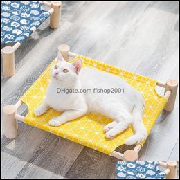 Katbedden meubels zomer hangmat bed huisdier huis accessoires houten canvas lounge voor kleine honden katten katten mat1 drop delive ffshop2001 dhgoh