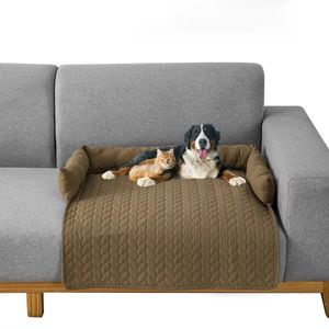 Lits pour chats meubles imperméable à l'eau housse de canapé pour chien coussin lit pour chien tapis de couchage pour grand canapé pour chien apaisant lit pour chat protecteur de meubles avec traversin de cou 231011