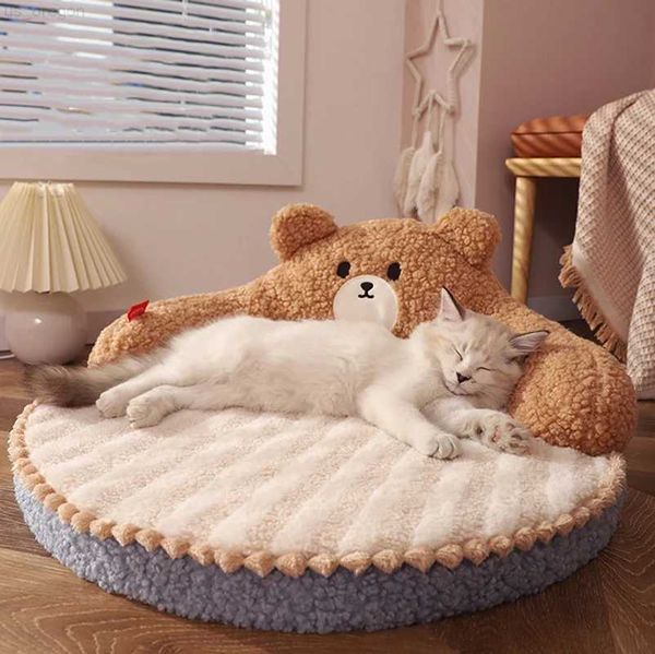 Lits pour chats meubles hiver lit pour chat sommeil profond coussin chaud pour animaux de compagnie pour petits chats chiens avec oreiller nid de chat confortable tapis de chenil lavable produits de lits pour animaux de compagnie