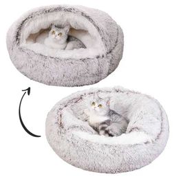 Katbedden meubels winterhond pluche ronde bed huisdier matras warme zachte comfortabele mand kattenhond slaapzak nest voor kleine honden medium honden kat