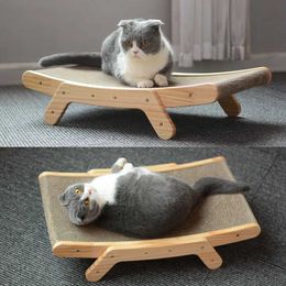Lits de lits de chats meubles en bois chat gratter grattereur lit salon détachable lit 3 po 1 pote à gratter pour les chats d'entraînement de grincement