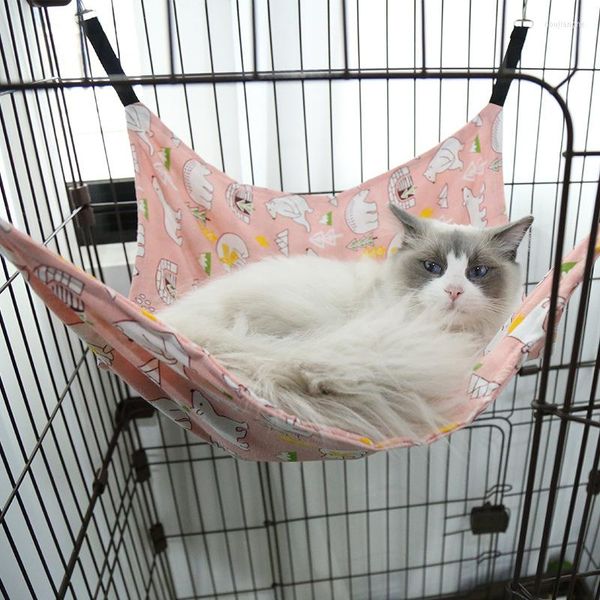 Camas de gato Hammock Canvas Fage Flannel Pet Swilling Swing Swing ajustable a doble cara disponible Nido colgante Accesorios