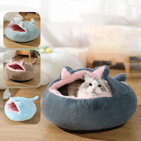 Camas para gatos, cama redonda de felpa suave multifunción 2 en 1, perrera cálida para invierno para perros, cueva para mascotas, nido para dormir con alfombrilla inferior antideslizante