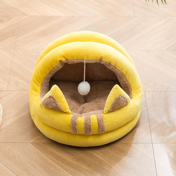 Camas para gatos, cama para mascotas, casa cálida de invierno, cueva, nido de felpa acogedor para perros pequeños y medianos, tienda suave, bolsa de dormir lavable, suministros de cesta