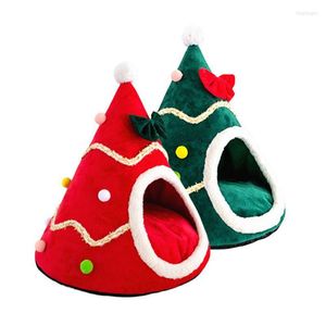 Lits pour chat Chien de compagnie Lit douillet en peluche Arbre de Noël Nid pour sommeil profond Chats Tapis Panier Doux Chenil Hiver