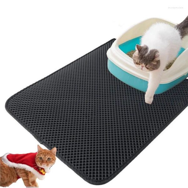 Camas para gatos, estera de arena para mascotas, almohadillas de cama de doble capa, caja para atrapar mascotas, almohadilla impermeable para limpieza de casa de gatos