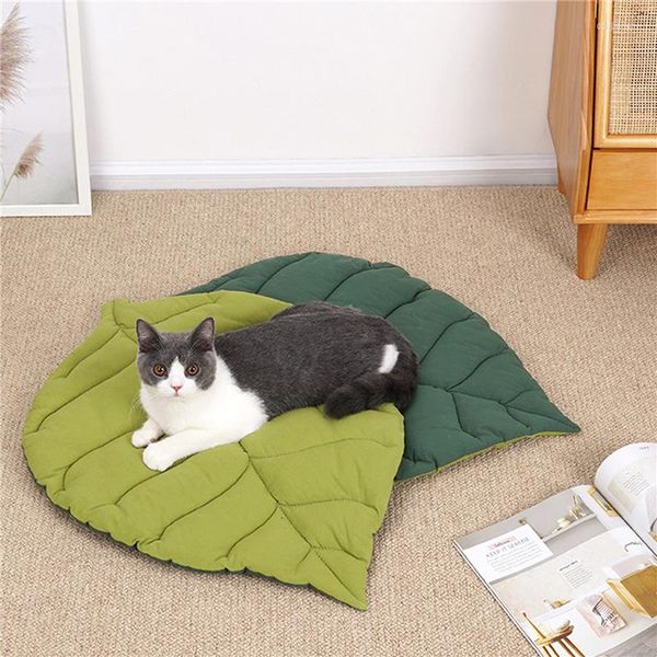 Camas para gatos, alfombrilla para mascotas con forma de hoja, cama suave para perros, almohadilla para caja, colchón lavable a máquina para perros y gatos grandes, medianos y pequeños