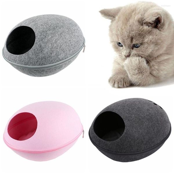 Lits pour chat fournitures pour animaux de compagnie maison avec coussin tapis à gratter grotte petit chien lit chaton feutre