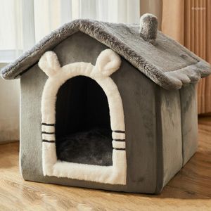 Lits pour chat lit amovible maison chenil nid tente pour animaux de compagnie chien chaud coussin produits tapis
