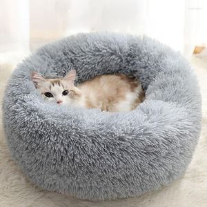 Chat Lits Rond Long En Peluche Lit Maison Tapis De Chien Hiver Chaud Nid De Couchage Doux Panier Coussin Pour Animaux Portable Chenil Chiot Canapé Fournitures