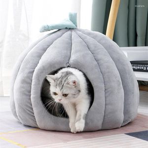 Lits pour chat lit Semi fermé canapé mignon pour chats dormir coussin doux accessoires de maison sommeil pour animaux de compagnie chaton nid tapis