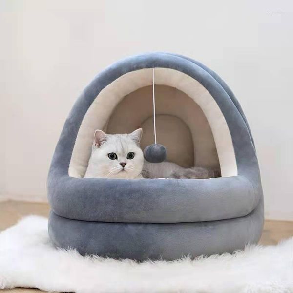 Chat Lits Petit Chien De Compagnie Et Lit Hiver Chaud Doux Nid Semi-fermé Grand Espace Sac De Couchage Fournitures Kawaii Maison