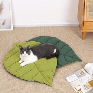 Lits pour chats Tapis de lit pour chien en forme de feuille souple Matelas lavable en machine pour petits, moyens et grands chiens Chats