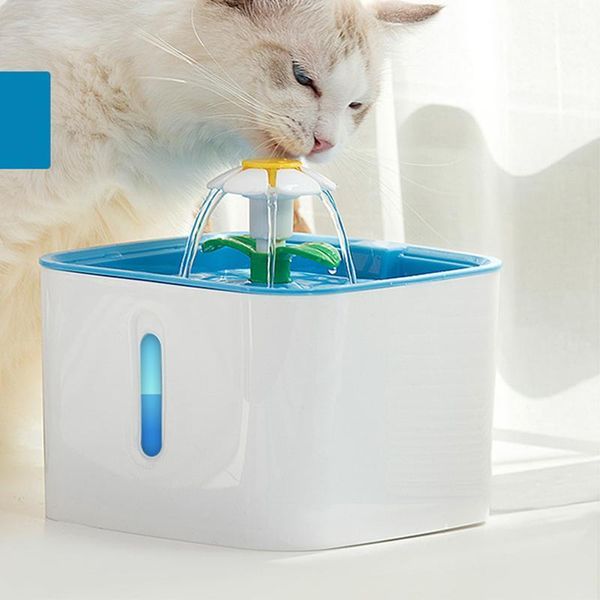 Comederos para gatos, fuente de agua automática para mascotas de 2,5l con Flitermat, bebedero silencioso para perros, dispensador de bebidas, 2022