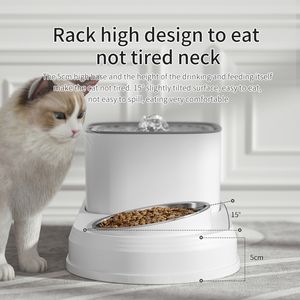 Cat Bowls Feeders 2in1 Water Fountain Automatic Cats Drinker and Feeding Bowl 3L Recirculate Filtring Pet Drinking Dispeneser 230617