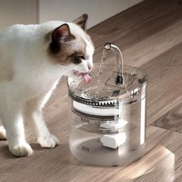 Bols pour chats mangeoires 2L fontaine d'eau automatique avec robinet distributeur pour chien filtre Transparent abreuvoir capteur pour animaux de compagnie mangeoire à boire 268d