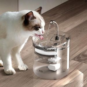 Bols pour chats mangeoires 2L fontaine d'eau automatique avec robinet distributeur pour chien filtre Transparent abreuvoir capteur pour animaux de compagnie mangeoire à boire294L