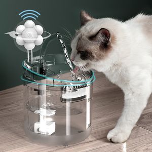 Bols pour chats mangeoires 2L fontaine d'eau intelligente avec robinet distributeur de chien abreuvoir transparent filtres à boire pour animaux de compagnie chargeur capteur de mouvement asfdw 230620