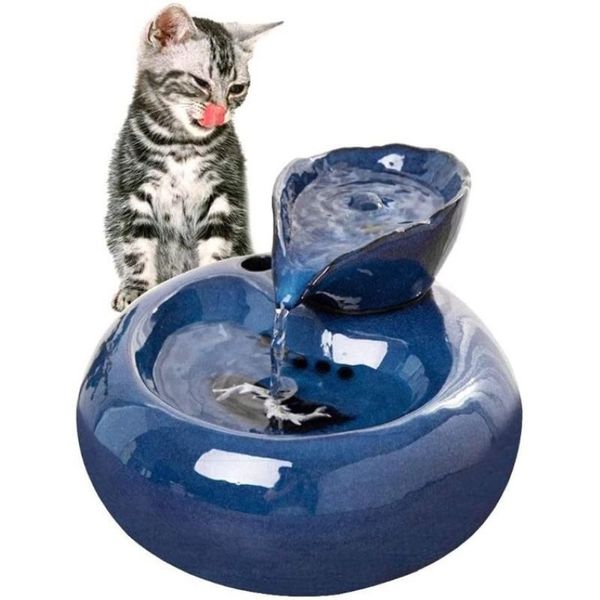 Cuencos para gatos, comedero de cerámica, fuente eléctrica, cuenco para perros, dispensador automático de agua para mascotas, fregadero 246C