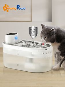 Comederos para gatos DownyPaws 3L Fuente de agua inalámbrica Sensor de movimiento Bebedero para mascotas con pilas Dispensador automático de bebidas para perros de acero inoxidable 230210