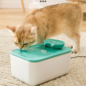 Cat bols mangeurs buveur pour chats Pet Water Fountain Ceramics Decor Decol Waterfall Dispenser Dispenser USB Automatique Pompe silencieuse filt