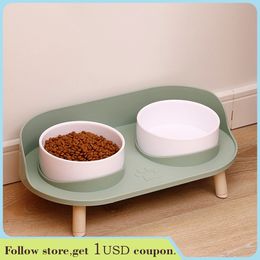 Cat Bowls Feeders Food Feeders Pet Cat Double Bowls Feeder Altura ajustable Gatos Perros Bebedero Tazón de agua Plato Alimentación elevada Gatito Suministros 230625