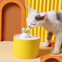 Towls de gatos alimentadores Kimpets Diseño creativo Fuente de agua Matic Cerámica Dispensador de mascotas Filtración de 5 capas Perros mudos bebiendo Dhlzs