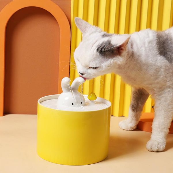 Bols pour chats Mangeoires KIMPETS Creative Design Fontaine à eau automatique Céramique Distributeur pour animaux de compagnie Filtration à 5 couches Chiens muets Mangeoire à boire