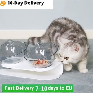 Bols pour chat mangeoires antidérapant Double animal de compagnie avec support bol de produits alimentaires et d'eau 221109