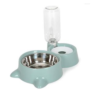 Gamelles pour chats, fournitures pour animaux de compagnie, bol pour chien en acier inoxydable anti-étouffement, fontaine à boire automatique, mangeoire à double usage en forme d'oreille pour chiot