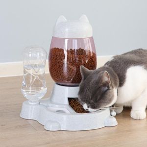 Cat Bowls Feeders Pet Water en Voedsel Feeder Dispenser Automatische hondenkatten Drinkflessen Voerskom Dispensers Levering 2.2L