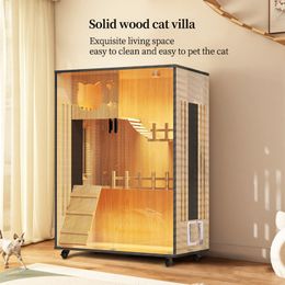 Cage pour chat villa pour chat maison pour chat nid pour chat château chatterie armoire pour chat maison pour chat espace libre Pet Waterloo Log couleur noir jaune maison pour animaux de compagnie