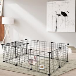 Kat Carriers 12 Stuks Opvouwbare Pet Box Ijzeren Hek Puppy Kennel Huis Oefening Training Kitten Ruimte Honden Benodigdheden Konijnen cavia Kooi