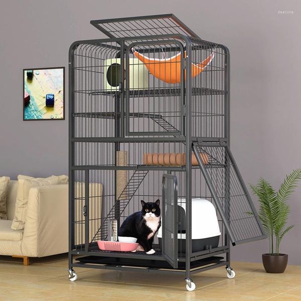 Transportadores de gatos 148cm Cage Villa Super Free Space Square Tube por atacado de três camadas de lixo de luxo quadro de luxo