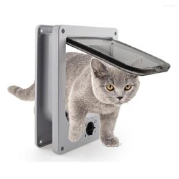 Porte-chats Portes en plastique ABS Portes Fournitures pour animaux de compagnie Porte à rabat pour chien avec serrure de sécurité à 4 voies Contrôle de sortie d'entrée Chaton Chiot Petit