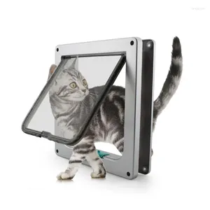 Portadores de gatos ABS Puerta de aleta de gatito pequeño de plata de plata 4 Caminos de seguridad de seguridad de seguridad gratis Puerta de entrada de acceso de perro con mechones de silencio Suministros kits de suministros