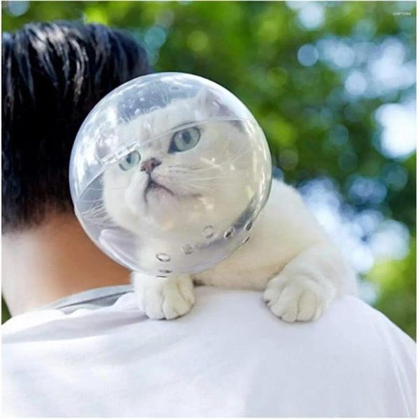 Portadores de gatos capucha ajustable segura al transpirable espacio para mascotas cubiertas de la cabeza de la boca anti-mordida para suministros de gatos