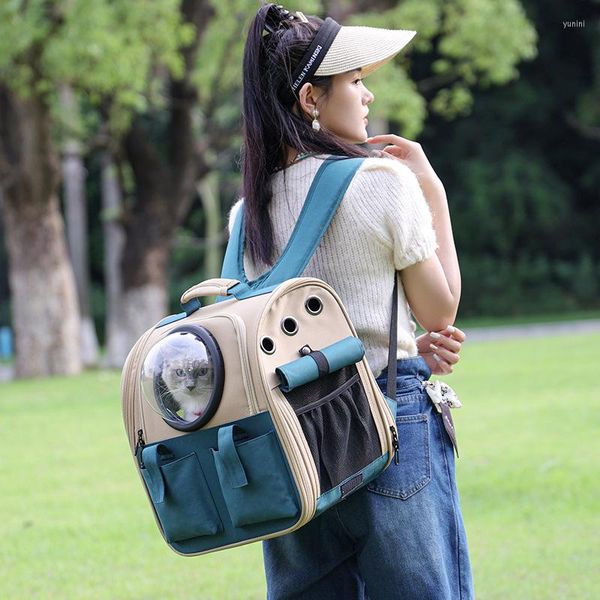 Portiers de portadores de gatos mochila portátil y pequeña portabra de transporte al aire libre Diseño ventilado ventilado Bolsa de perros grandes Espacio de mascotas