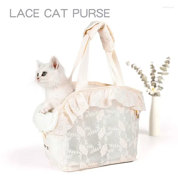 Bolsa de transporte para gatos, dispositivo antiestrés de encaje, portátil, para salir, gatito, gran capacidad, alto nivel de apariencia, verano