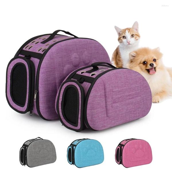 Bolso de portadores de gatos mascota portátil plegable que transporta coche de viaje hombro homón de perro rosa gris púrpura