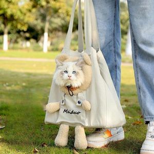 Sac de porteurs de chats sorties portables respirant peut montrer la tête une toile d'épaule petit chien animal de compagnie grande capacité