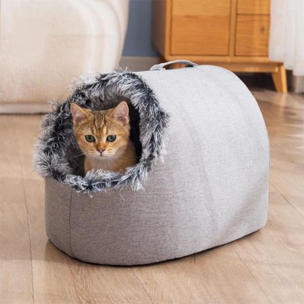 Catadros de transporte de gatos cómodo invierno invernal con ternera portátil Casa de mascotas Mascas de sueño profundo carpa acogedora nido de cuevas suministros de bolsos lavables