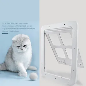 Carriers de chat noir blanc moderne Pet Porte d'écran verrouillable Kitty chiot de sécurité Vax magnétique chien intérieur gratuit d'entrée de sortie